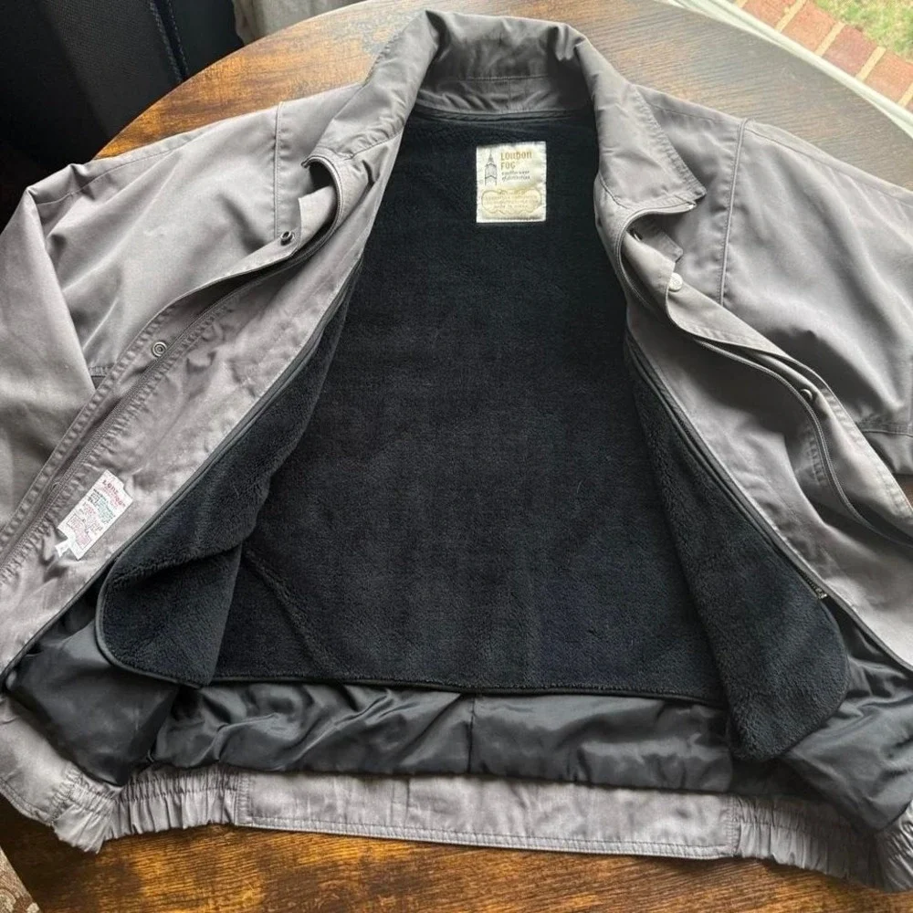 London Fog Gray Lined Jacket Size 42 Reg Classic Zip Coat